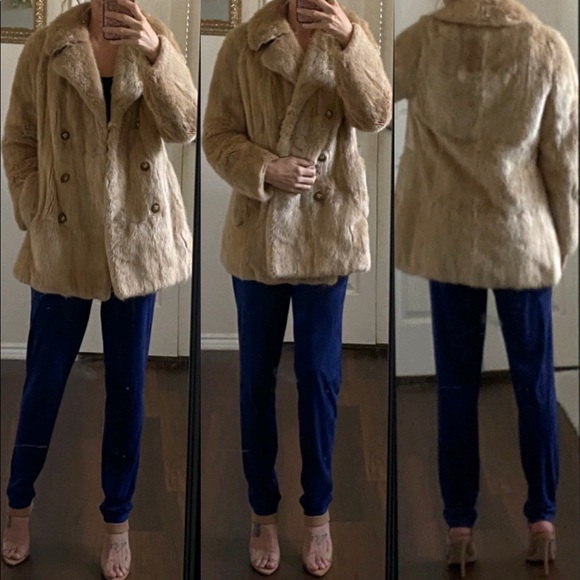Koslow’s Jackets & Blazers - Koslow’s blonde nude tan beige cream genuine 100% fur jacket coat